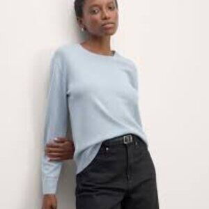 Everlane The Classic Crew Women Large Cashmere Sky Blue Pullover Classic Capsule